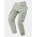 Men Solid Color Utility Multi Pocket Buttons Ankle Length Casual Pants